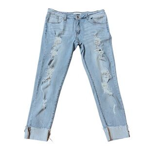 Nature || Size: W:15 31 || Light Blue Denim Distressed w/cuffed legs